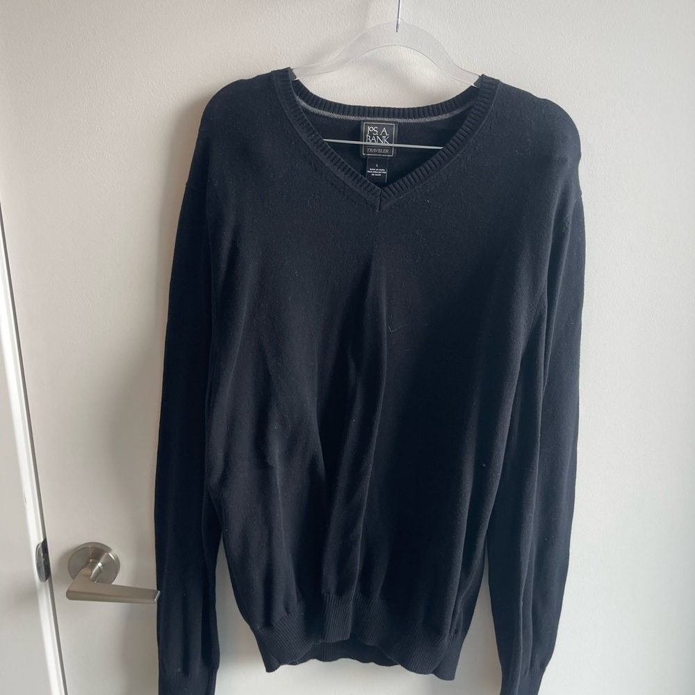 Jos A Bank Black V-Neck Sweater